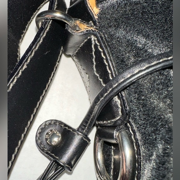 Lancel Paris made in Italy black velvet vintage cross body bucket bag - Picture 2 of 15